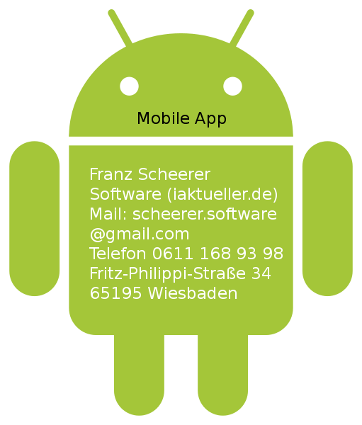 Franz Scheerer, Fritz-Philippi-Straße 34, scheerer.software@gmail.com, Telefon 0611 168 93 98